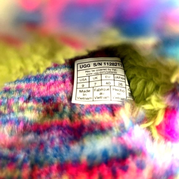 NWOB UGG Fluffita Pixelate Slide Sandals | Size 9 Multicolor Faux Shearling - Picture 9 of 9